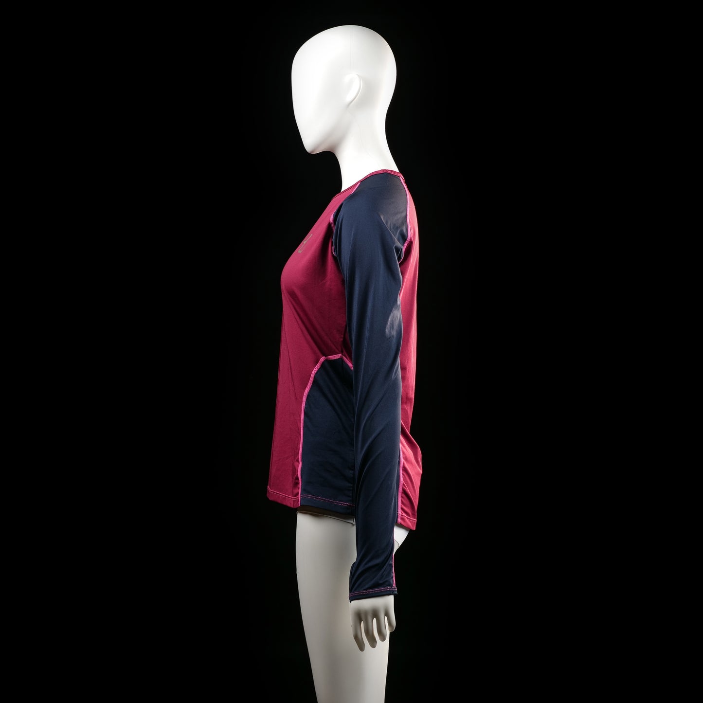 Long-sleeve top - Burgundy & Navy - Size S