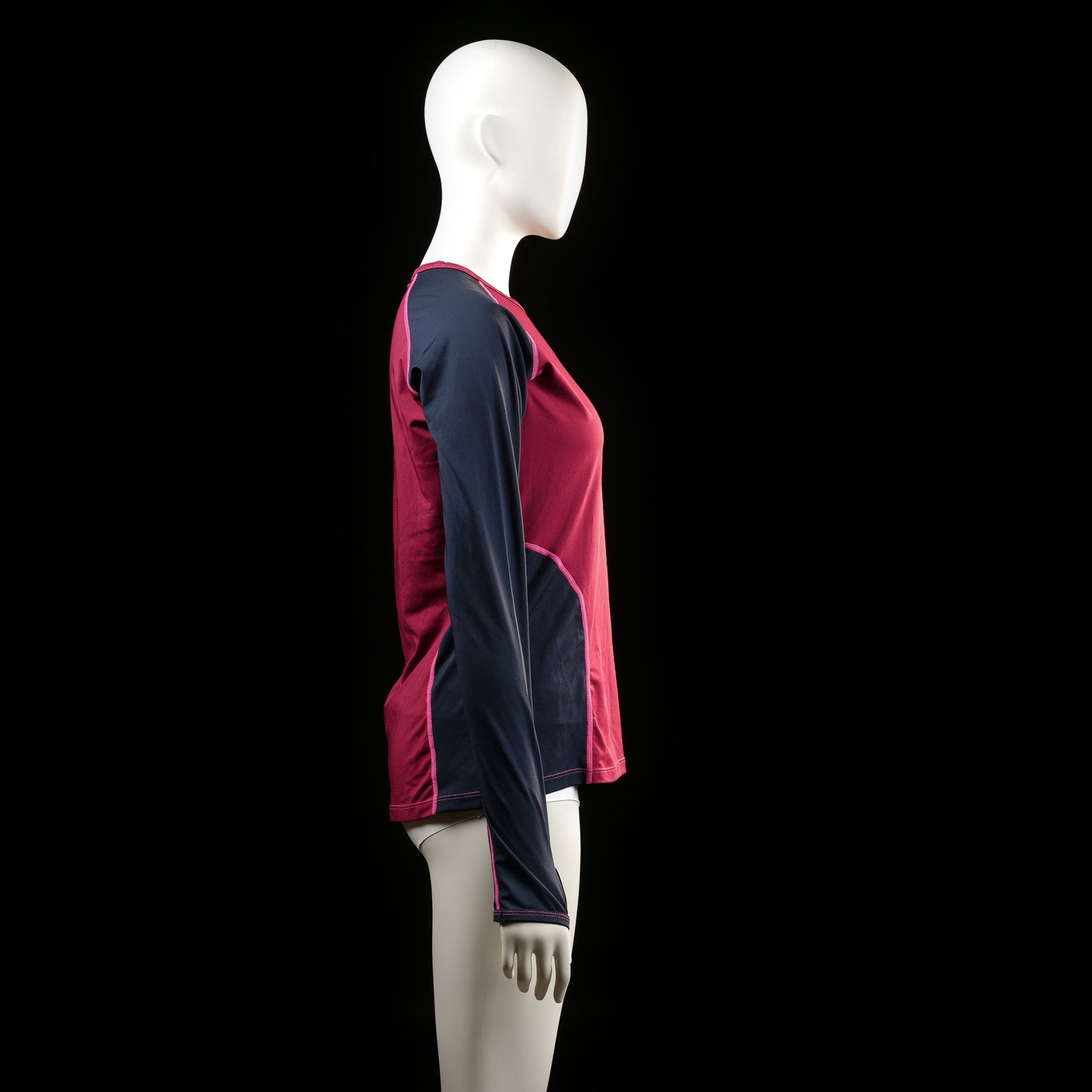 Long-sleeve top - Burgundy & Navy - Size S