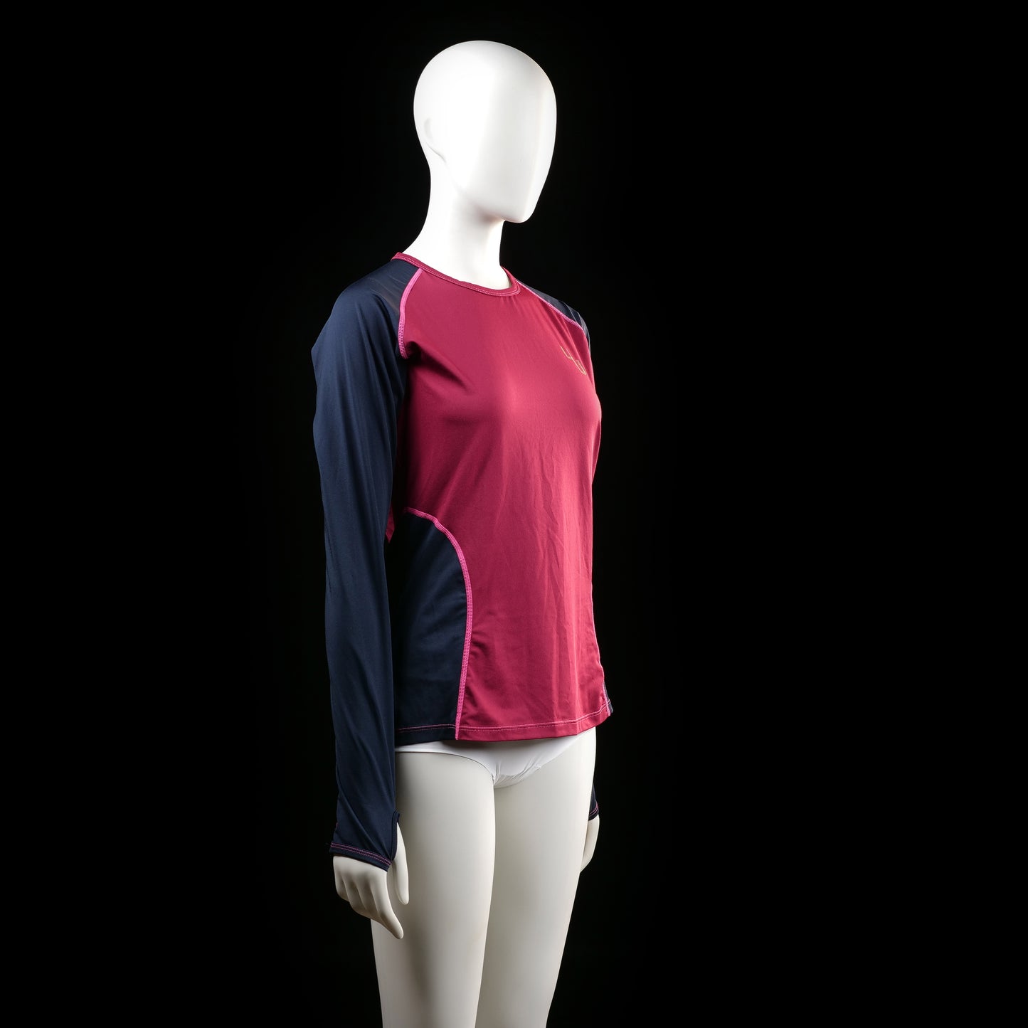 Long-sleeve top - Burgundy & Navy - Size S