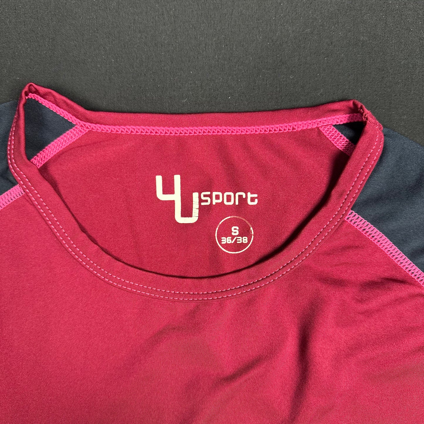 Long-sleeve top - Burgundy & Navy - Size S