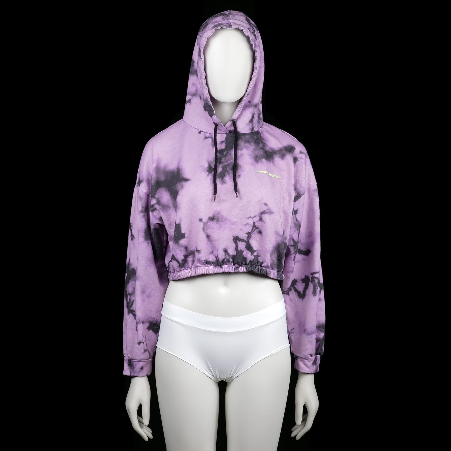 Fb Sister - Hoodie - Purple & Black - Size M - Cropped tie-dye hoodie in purple and black with an elasticated hem and drawstring hood. Long sleeves with plain cuffs.
