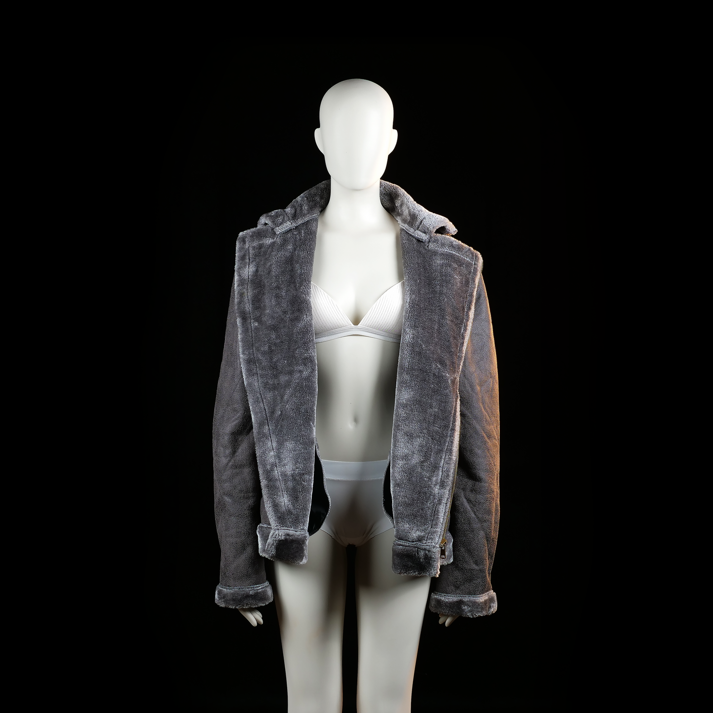 Fur jacket - Dark Gray - Size L