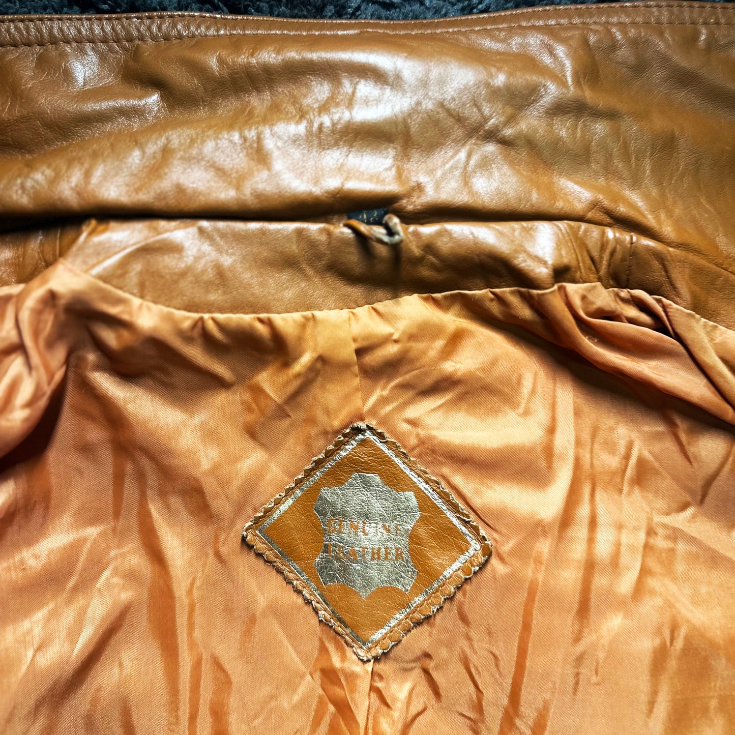 Leather jacket - Camel - Size 42