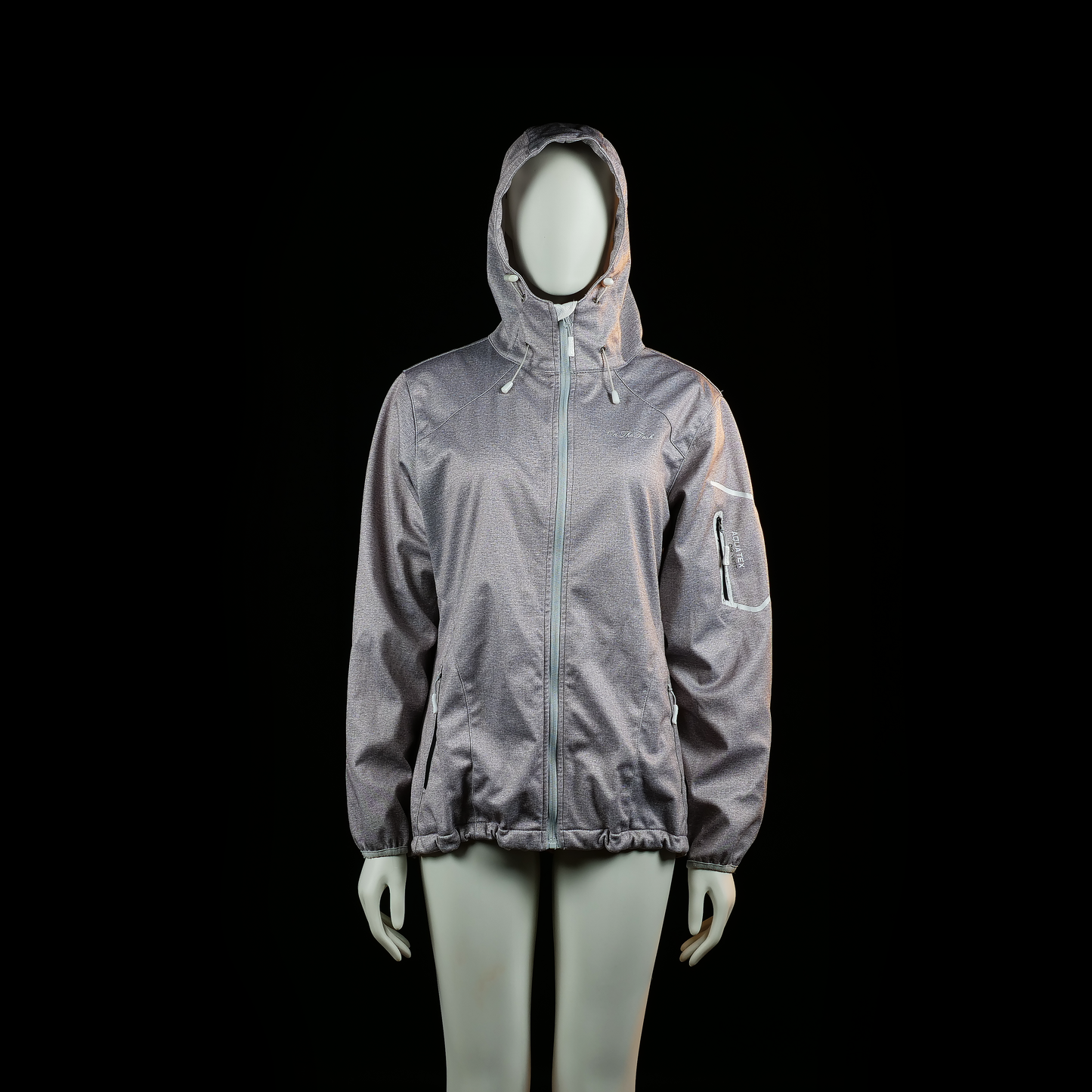 On The Peak - Windbreaker - Light Gray - Size 44 - Lightweight hooded jacket with a zip front, elasticized cuffs and hem, and zippered sleeve pocket. Features subtle all-over microdot texture and reflective accents on the arm.