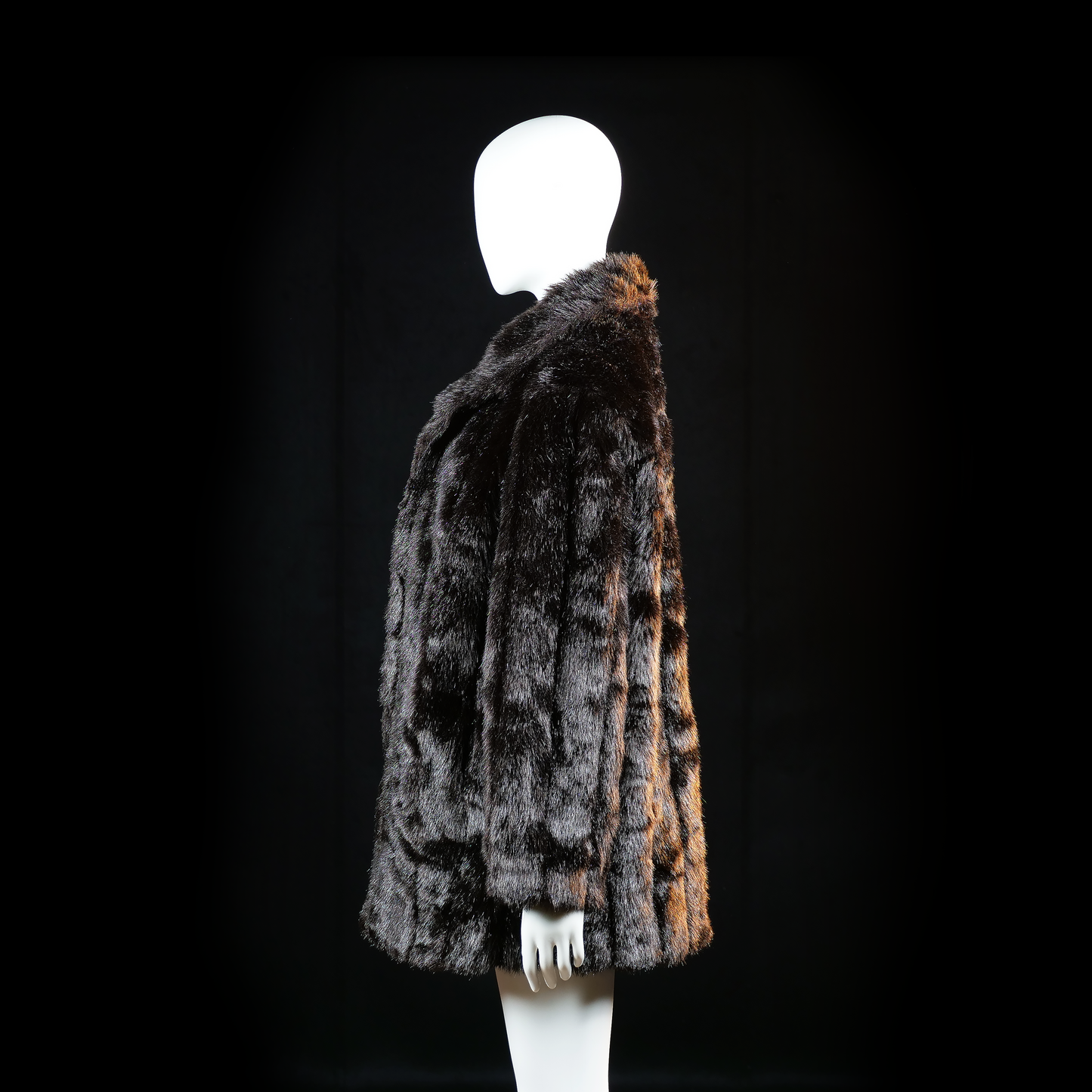 Fur jacket - Black & Dark Brown - Size 38