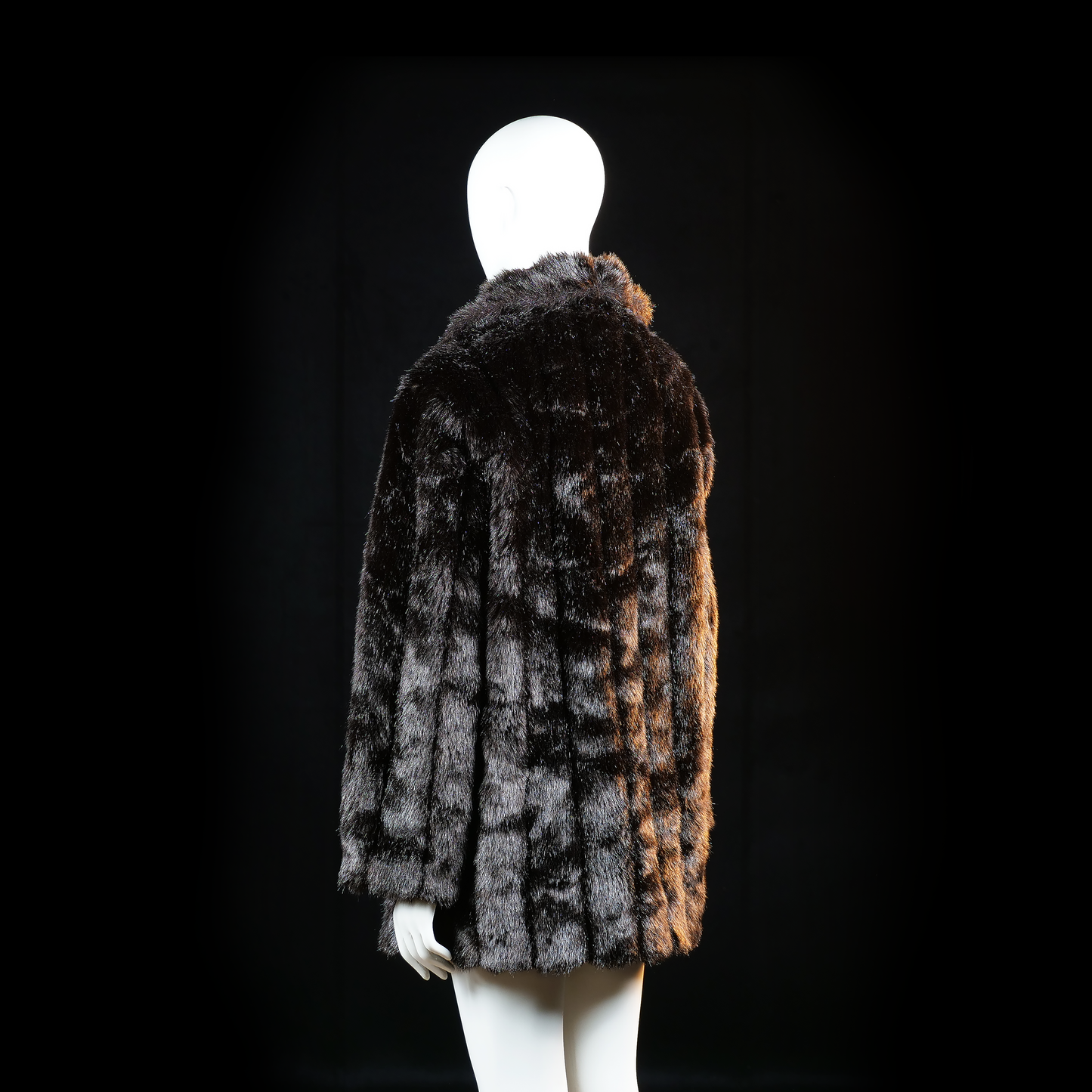 Fur jacket - Black & Dark Brown - Size 38