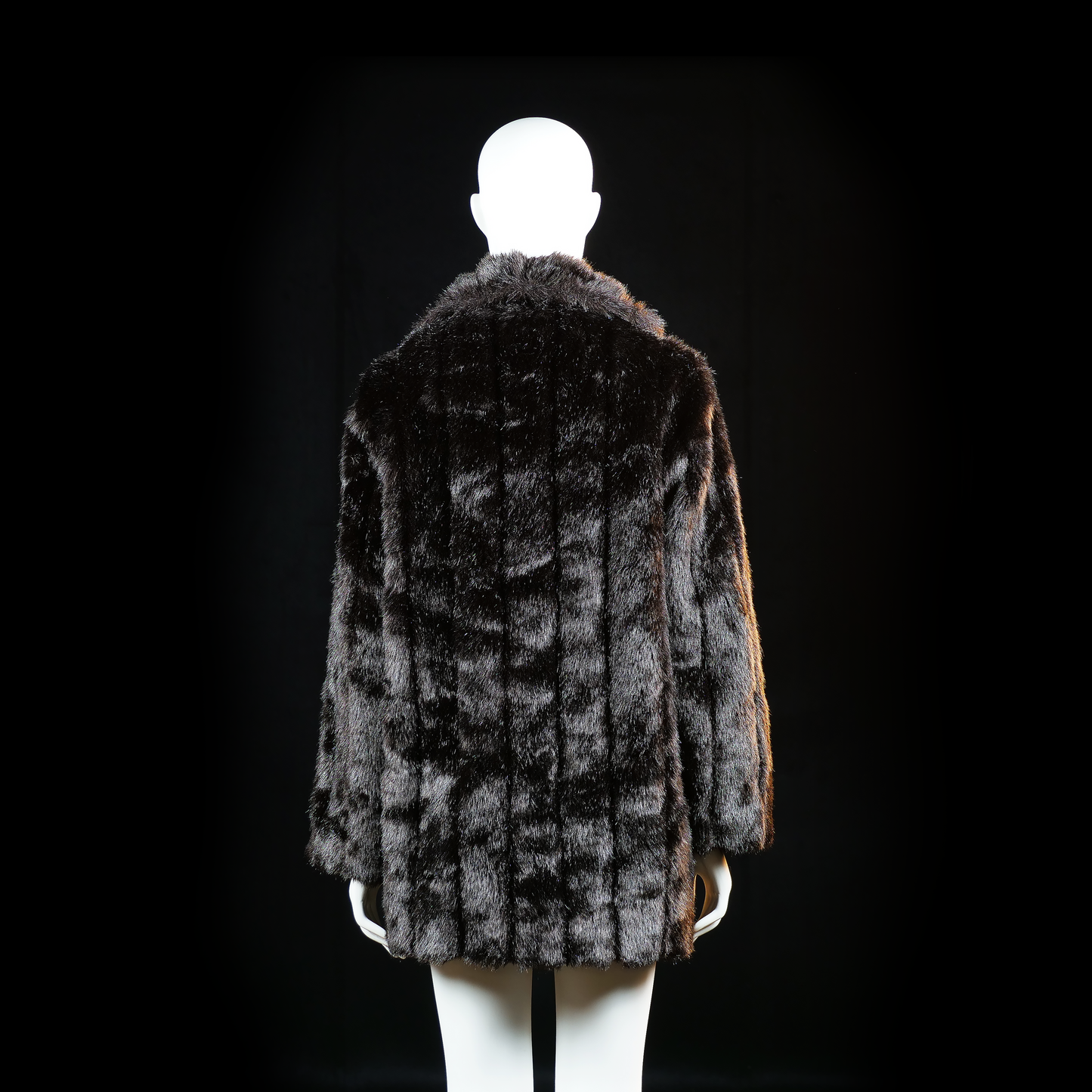 Fur jacket - Black & Dark Brown - Size 38