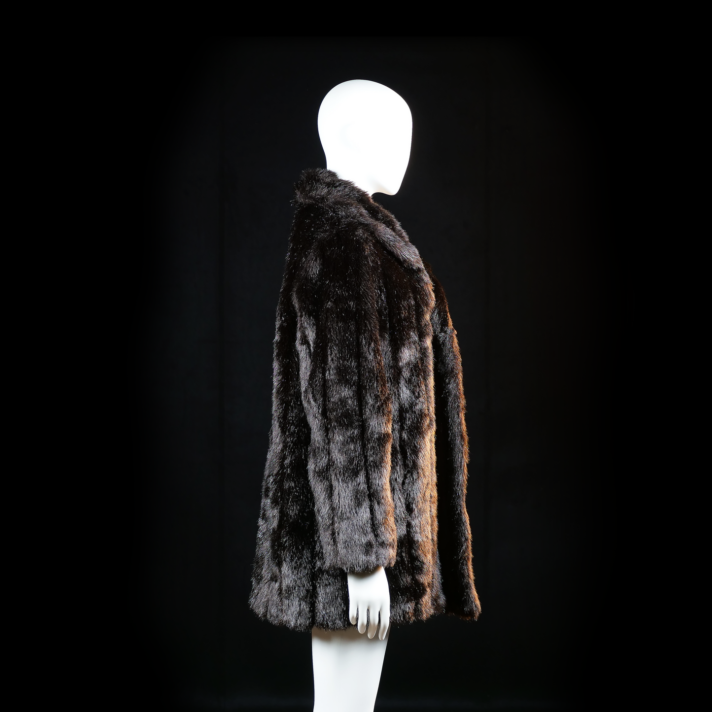 Fur jacket - Black & Dark Brown - Size 38