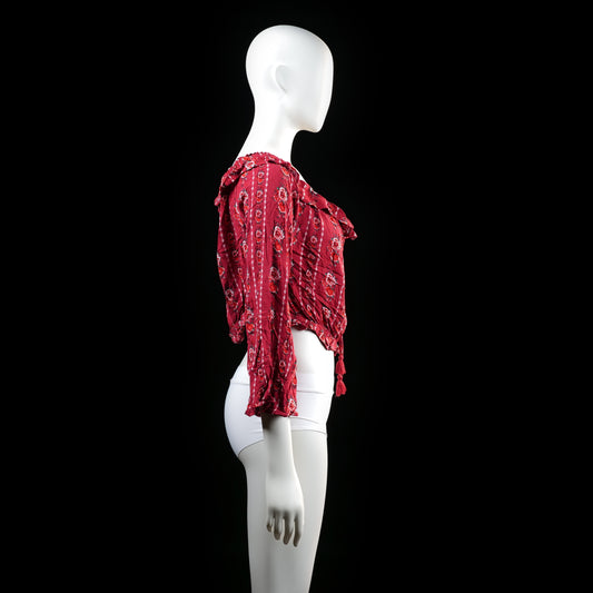 Blouse - Burgundy & White - Size 44