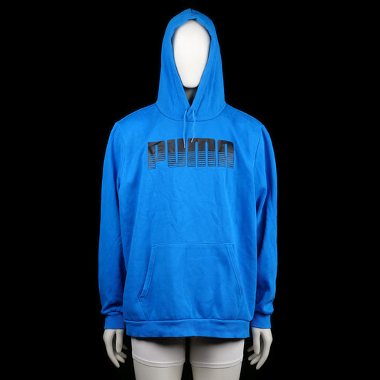 Puma - Hoodie - Sky Blue & Black - Size XXL - Sky blue hoodie with front kangaroo pocket and black "PUMA" graphic print with a striped effect. Features ribbed cuffs and hem and an adjustable drawstring hood.