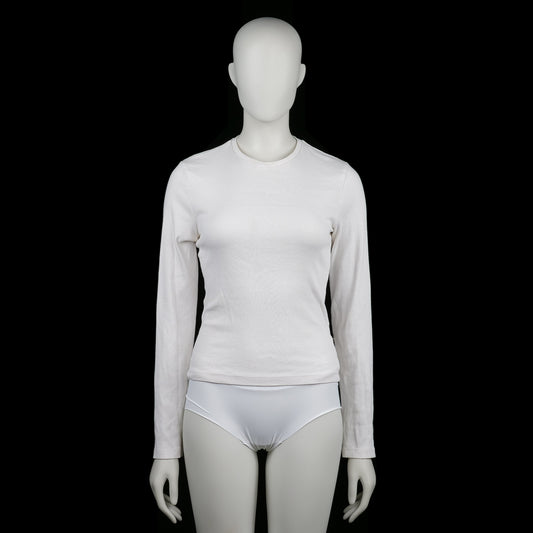 Bikbok - Long-sleeve top - Ivory - Size M - Fitted long-sleeve top in ivory with a round neckline and a straight hem. The design is solid with plain cuffs and no visible embellishments.