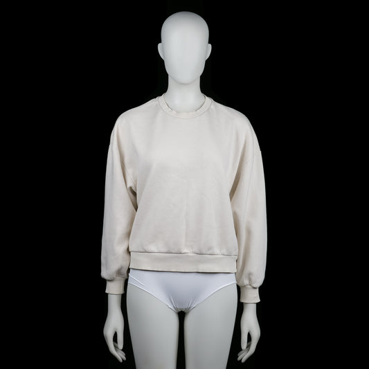 Gina Tricot Basically Basics - Sweatshirt - Ivory - Size S - Solid ivory sweatshirt with a round neckline, ribbed sleeve cuffs, and a ribbed straight hem.