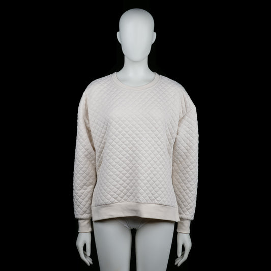 Vero Moda - Sweatshirt - Ivory - Size XS - Ivory quilted sweatshirt with a diamond pattern throughout and ribbed cuffs and hem. Features a classic round neckline and a slightly relaxed fit.