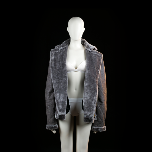 Fur jacket - Dark Gray - Size L