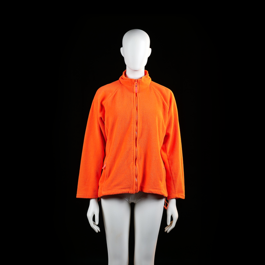 N&Y - Fleece jacket - Orange - Size L - Long-sleeve zip-up jacket with drawstring hem and standing collar. Made of fleece with slit pockets on each side.