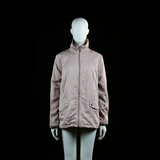 Bx Outerwear - Windbreaker - Taupe - Size 42 - Lightly crinkled zip-front jacket with a high collar and snap-button flap pockets on both sides. Straight hemline and subtle vertical seam detailing on the back.