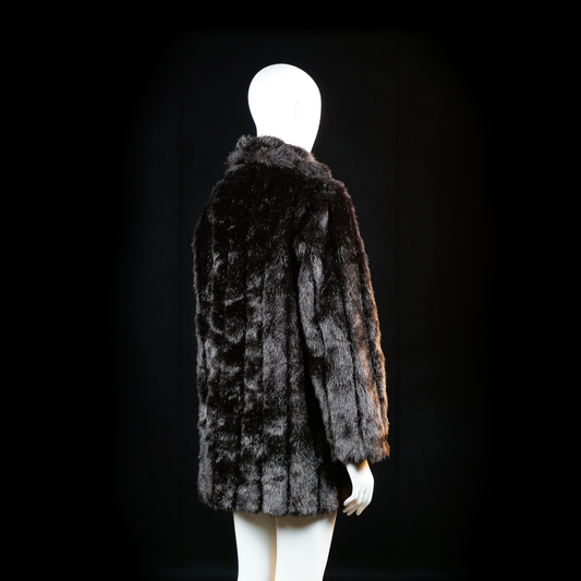 Fur jacket - Black & Dark Brown - Size 38