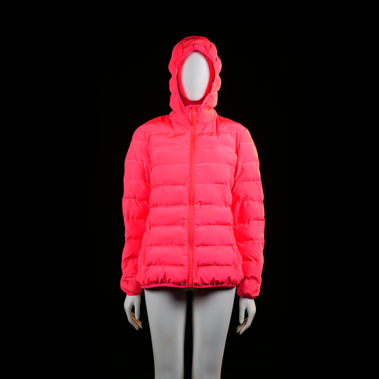 Cmp - Padded jacket - Pink - Size S - Bright pink hooded jacket with horizontal quilted padding throughout and side zip pockets. Features elasticated cuffs and a front zip closure.